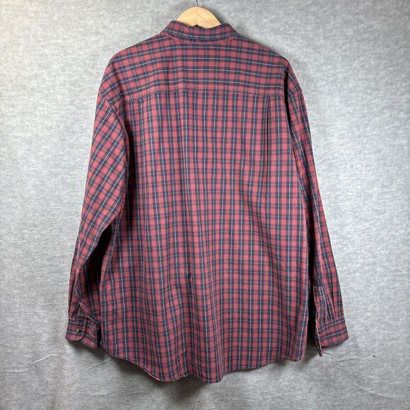 LL Bean Button Down Shirt Mens XL Long Sleeve Cotton Plaid Lot of 2 Red Green - Picture 4 of 15